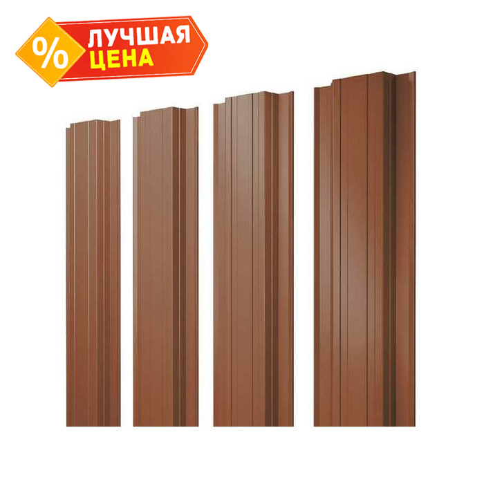 Штакетник Прямоугольный Grand Line 0,45 Drap RAL8004 Терракота
